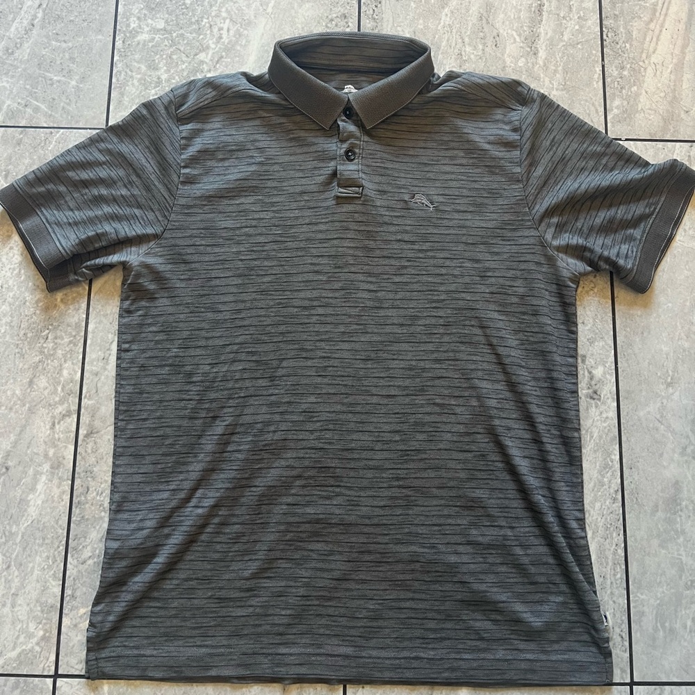 Tommy Bahama Men's Gray Short Sleeve Polo Shirt Casual Cotton Blend Size M